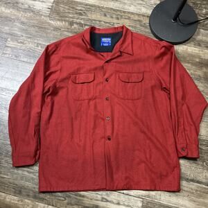 Pendleton Board Loop Collar Wool Shirt Men’s Size XXL Long Button Dark Red